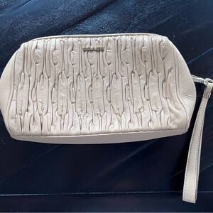 Coach Ivory Textured Wristlet Clutch